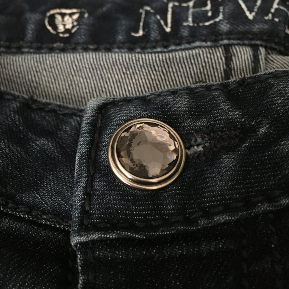 Vintage Nevada Flared Distressed Diamond Button Jeans 36W x 34L - Picture 5 of 12